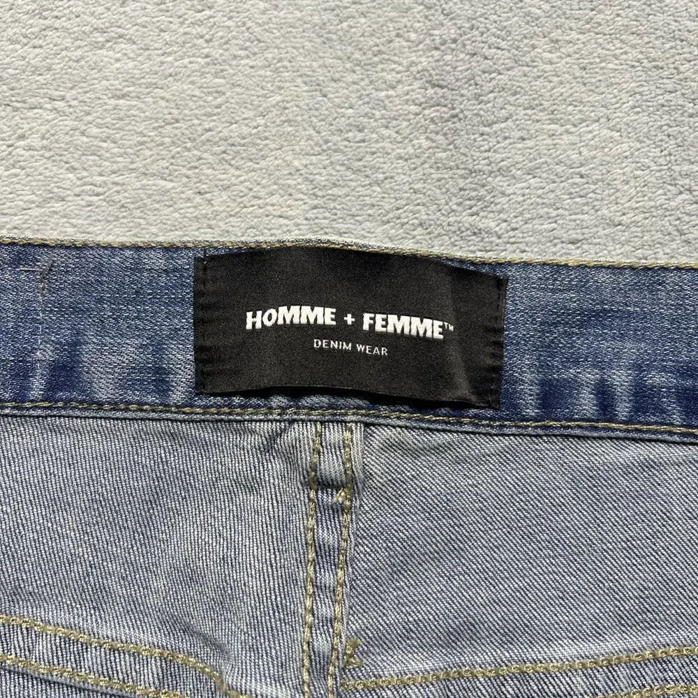 NWT Homme Femme Straight Fit Jeans Mens 34x30 Striped Colorful Designer Retro
